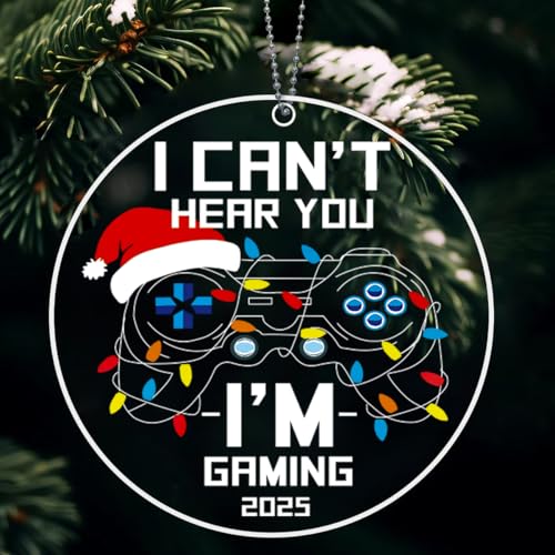 Video Game Christmas Ornaments 2025, Gaming Ornaments for Christmas Tree, Cool Acrylic Game Controller Ornament - I Can't Hear You I'm Gaming 2025