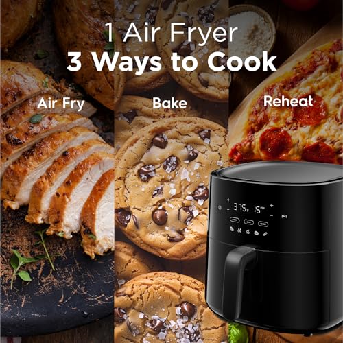 3-in-1 Air Fryer 5.3 QT Capacity - Digital Display, 3 Cooking Modes, Presets - Black