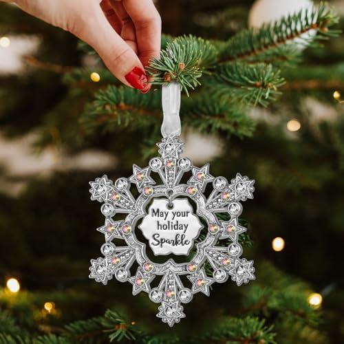 LIFE&FOOT 2025 Silver Snowflake Christmas Ornament - Holiday Decor & Car Charm
