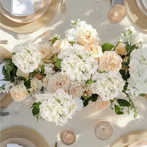 Artificial Hydrangea Flowers Bulk - Ivory, 204 pcs, Realistic Silk Blooms for Decor