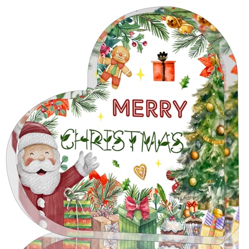 ZsaTuiy Christmas Decorations - Merry Christmas Tabletop Acrylic Heart (Variation: christmas11)