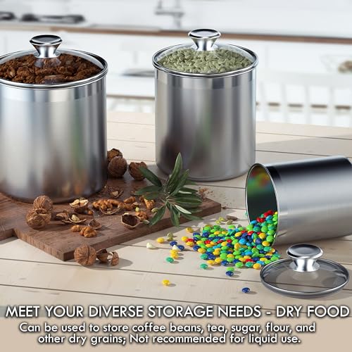 Cooks Standard 4-Piece Large Stainless Steel Canister Set for Pantry & Kitchen Storage