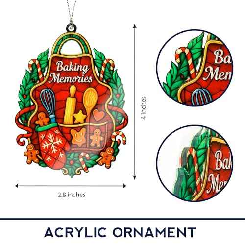 Baking Ornament ? Christmas Kitchen Decor ? Holiday Baking Gift - Baker Card Xmas Gift ? Suncatcher Effect Stained Glass Window ? Car Hanging