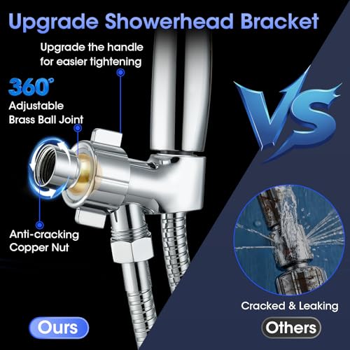 Wowkk Premium Chrome Handheld Shower Head with 10 Spray Modes & High Pressure