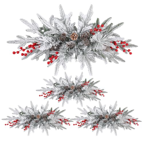 Riceshoot 4 Pcs Christmas Swag Outdoor 30 Inch Artificial Snowflake