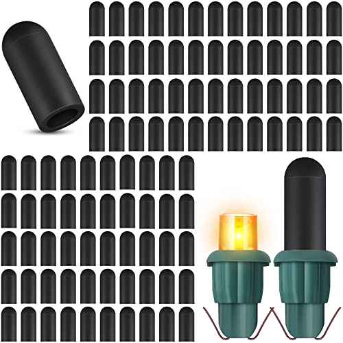 Zonon 100 Pieces Christmas Light Caps No Glow Caps Glass LED 0.18 Inch Light Blackout Caps Wide Glow Plug Caps Black Out Cover for Christmas Lights