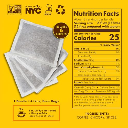 Grady’s Cold Brew Coffee & Chicory Pouches - Original 24 Count, 72 Drinks