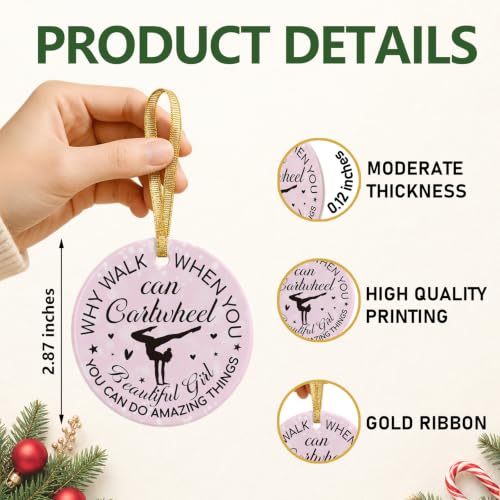 Pink Christmas Ornament for Women & Girls - Gymnastics Gift, Holiday Decor