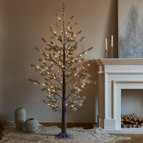 LITBLOOM 6FT Pre-Lit Alpine Pine Christmas Tree with 126 Warm White LEDs – Indoor/Outdoor