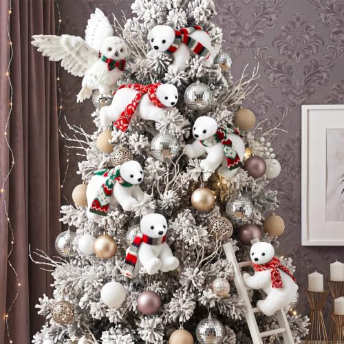 Yinder 6 Pcs 7.5in Polar Bear Christmas Ornaments for Tree Decor – Festive 3 Styles