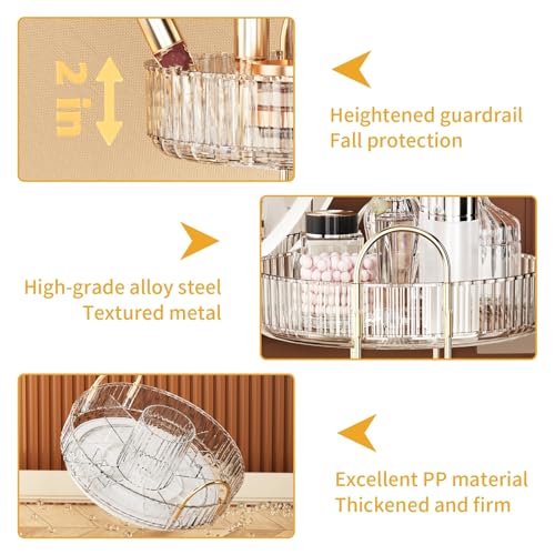 Oifecsie Transparent 3-Tier 360° Rotating Makeup Organizer with Brush Holder