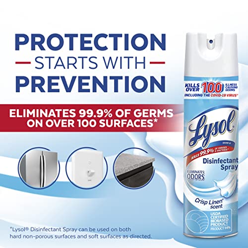 Disinfectant Spray with Crisp Linen Scent - Pack of 8, 4.75 Fl Oz Each