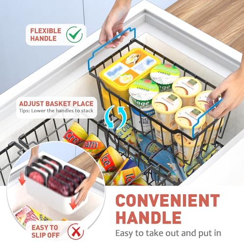 Goovilla Black Freezer Organizer Bins 8 Pack for 5-7 Cu.FT Chest & Upright Freezers
