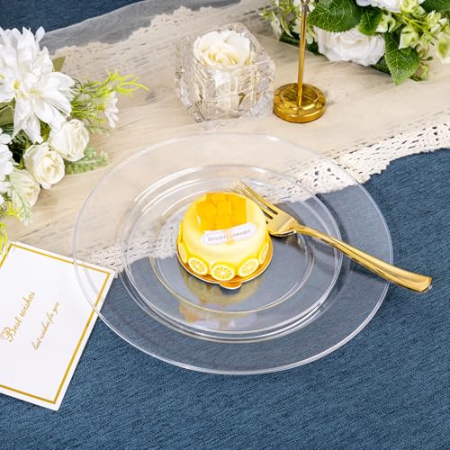 200PCS Clear Disposable Plastic Plates Set for Parties - 10" Dinner & 7" Salad Plates - Bulk Wedding & Event Tableware - Variation of THIS listing