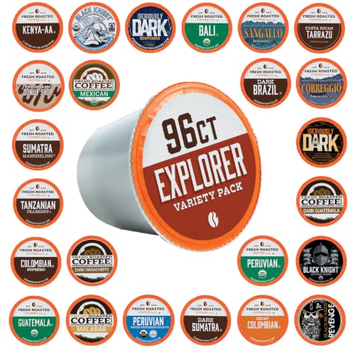 Explorer Variety Pack Coffee Pods for Keurig - Medium Roast, 96 Count, Kosher