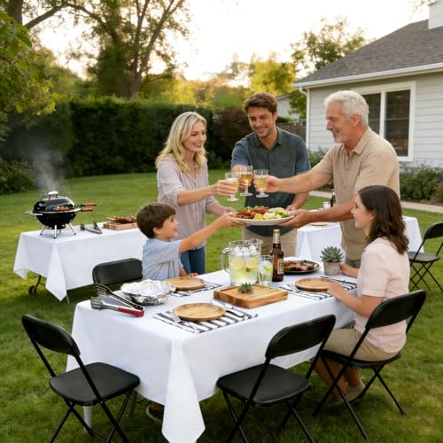 White Rectangle Table Cloth 60 x 102 Inches - Pack of 10 for 6ft Tables - Durable & Washable