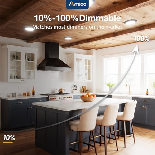 12 Pack Dimmable LED Disk Lights 5/6 Inch Flush Mount, Black - Energy Efficient