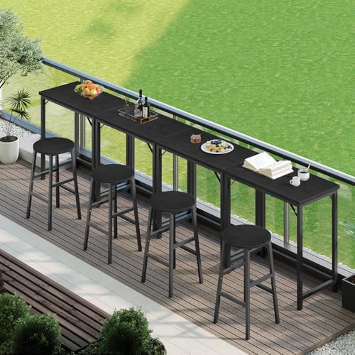 MAHANCRIS Black Narrow Bar Table 63-Inch Connectable Pub & Dining Table