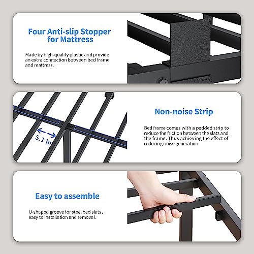 ROIL 14 Inch Full Bed Frame with Rounded Corners & 3500 lbs Support, Under Bed Storage