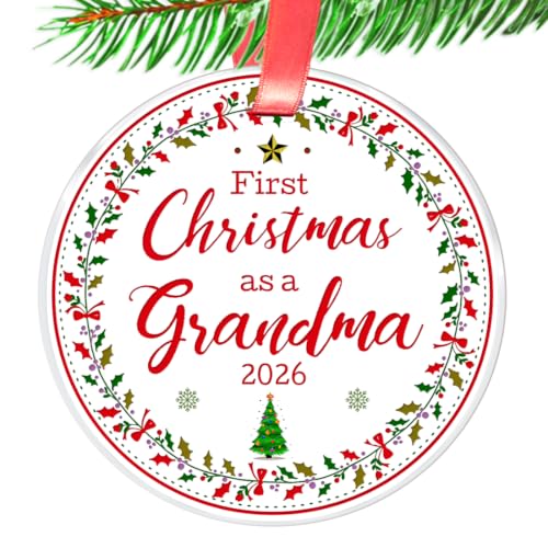First Christmas as a Grandma Ornament 2026 – New Grandma Christmas Gift by Elegant Chef