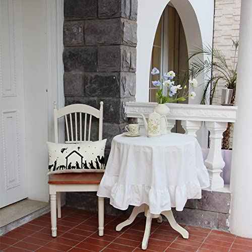 Ogiselestyle Christmas Oh Holy Night Lumbar Throw Pillow Covers, 12 x 20 Inch Winter Holiday Nativity Xmas Scene Story Cushion Case Decoration for Sofa Couch