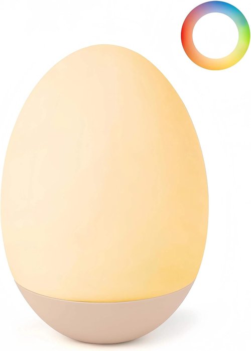 Egg Baby Night Light - Portable Touch Lamp with 7 RGB Colors & Stepless Dimming | Rechargeable BPA-Free Silicone for Nursery & Kids
