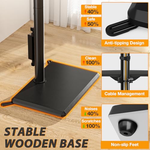 Floor TV Stand with Power Outlet for 32-65 Inch TVs up to 88 lbs – Adjustable Height & Swivel