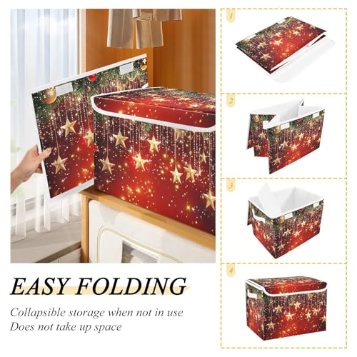 Christmas Storage Bins with Lids and Handles - Collapsible Organizer Basket (Variation Christmas 3)