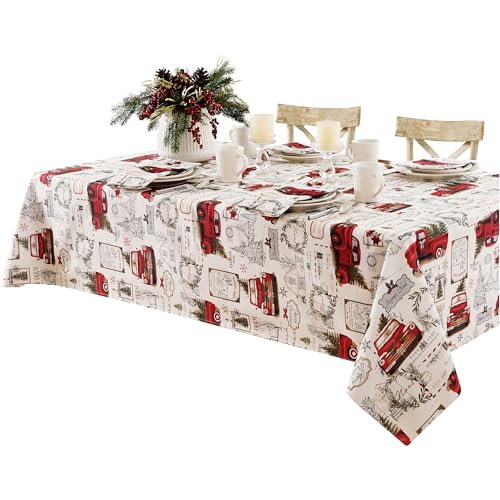 Newbridge 84x60 Inch Christmas Pine Hill Tree Farm Rectangular Fabric Tablecloth
