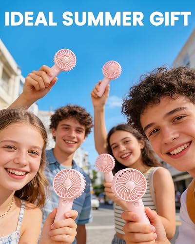 Multicolor 12 Pack Mini Portable Handheld Fans - USB Rechargeable, 3-Speed Personal Fans for Travel & Outdoor