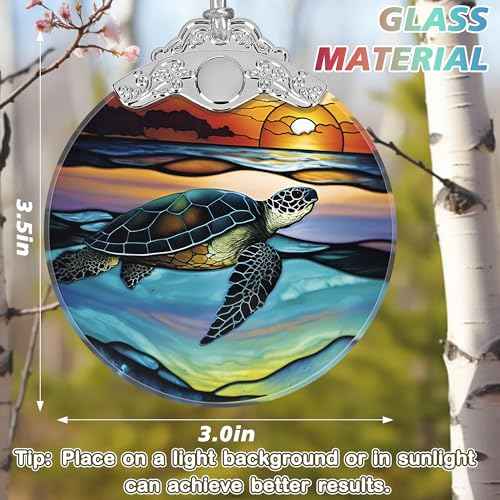 Christmas Stained Glass Sea Turtle Ornament - Holiday Home Decor - Tree Decoration - Gift Exchange Ideas