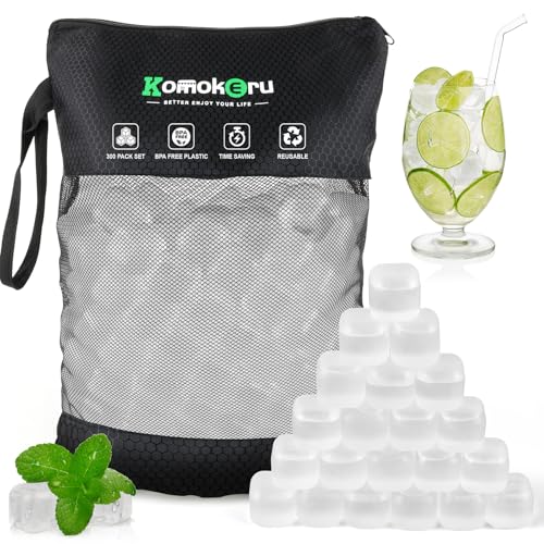 White Reusable Ice Cubes - 300 Pack, BPA-Free, Slow-Melting, for Drinks & Cold Therapy