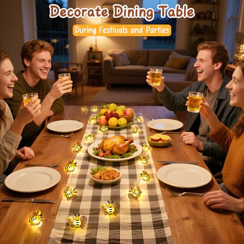 Coquimbo Bee Lights Room Decor, Christmas Gifts for Women Teen Girls Boys, 10ft 30 LED Cute Honey Bee String Fairy Lights Battery Operated, Bee Decorations for Bedroom Dorm Classroom Plants Wedding