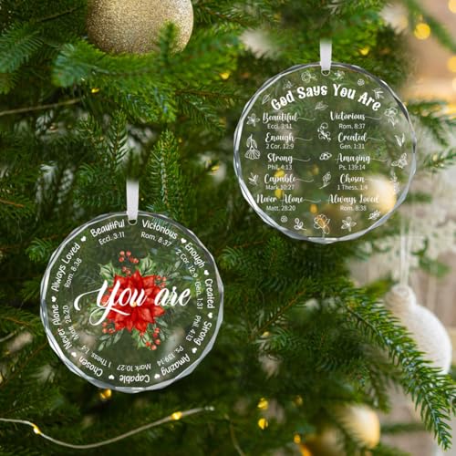 SHGAHINA Style 1 Christian Crystal Glass Ornament - Inspirational Bible Verse Christmas Decoration