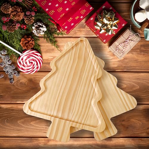TJ POP Wooden Christmas Tree Serving Tray - 1 Compartment Holiday Platter