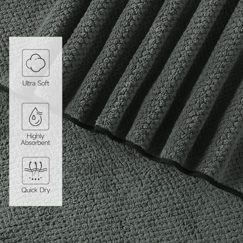 Carbon Grey 6-Piece Bath Towels Set - Soft, Ultra-Absorbent, Quick-Dry for Bathroom & Spa