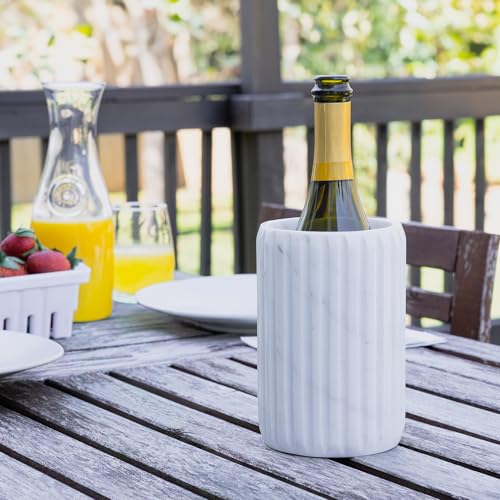 Marble Wine & Champagne Cooler Bucket - Elegant Chiller & Bottle Holder