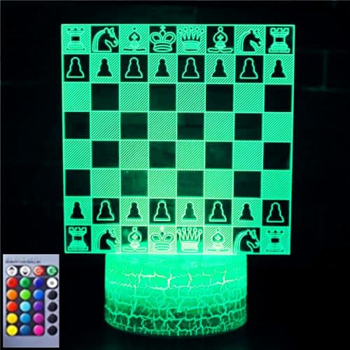 3D Chess Night Light Lamp Illusion 16 Color Changing Table Desk Decoration Lamps Led Christmas Gift with Acrylic Flat ABS Base USB Cable Toy