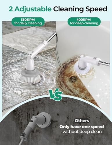 kHelfer Electric Spin Scrubber with 8 Replacement Heads - Pearl White