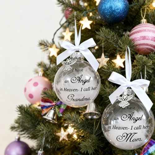 Memorial Christmas Ornament Xmas Ball I Have an Angel in Heaven I Call Her Mom Special Christmas Memorial Ornament for Loss of Loved One Sympathy Gift Angel Ornaments for Christmas Tree (MOM)