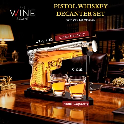Whiskey Gun Decanter Set with Bullet Glasses - Original with Bullet Glasses