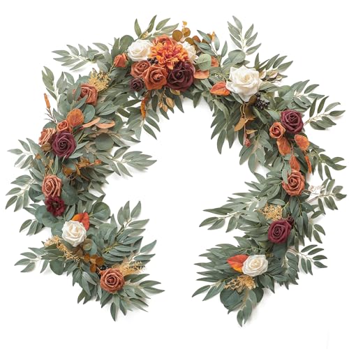 Floroom Sunset Terracotta 6ft Artificial Eucalyptus Garland for Wedding & Home Decor