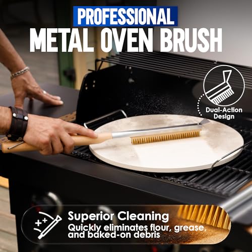 16-Inch Pizza Stone Set for Oven & Grill with Peel, Cutter & Brush - KitchenStar