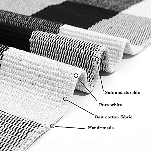 Buffalo Plaid Outdoor Rug 3x5 ft Black White Layering Doormat, Washable Porch Entryway Mat - Variation: Black & White Plaid / 3' x 5'