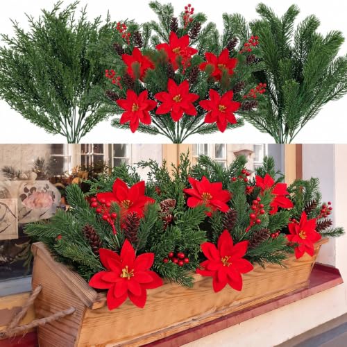 24 Pcs Artificial Christmas Outdoor Flower Plant | Green Plant Variation