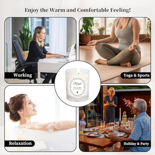 KAMMAK Scented Candle for Women Men, 7.05oz Home Decoration Soy Wax Candle Gifts, Tuscan Leather Aromatherapy Candles, Bathroom Relaxing Jar Candles for Mother, Father, Friends