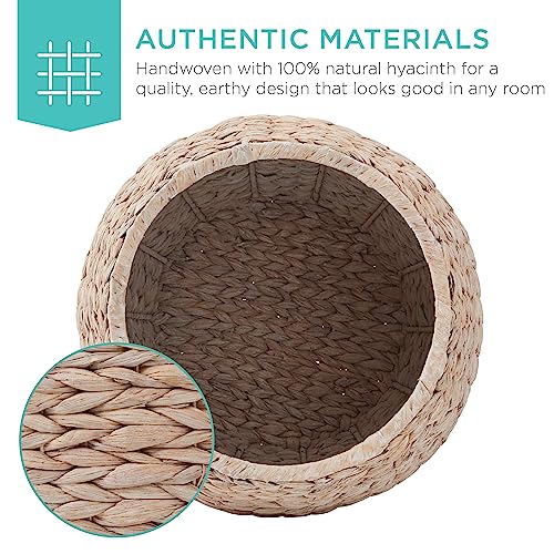 Whitewash Hyacinth Storage Basket with Lid - Handwoven Organizer for Bedroom & Living Room