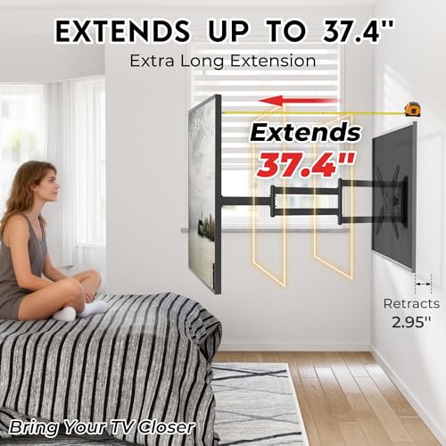 BONTEC Long Arm TV Wall Mount for 26–65 Inch Screens - Full Motion & 37.4" Extension