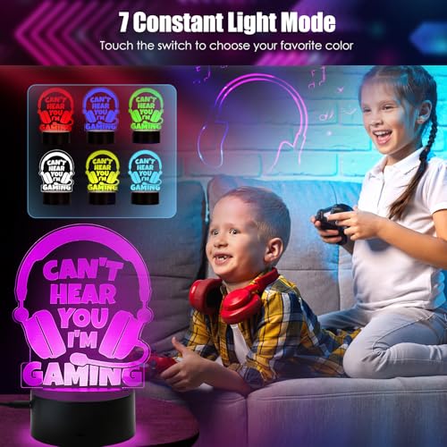 Christmas Gamer Gifts for Boyfriend Year Old Teen Boys Girls Easter Basket Stocking Stuffers, Birthday Gifts for Dad Son Husband Brother Gamer Lover LED Light Up Acrylic Gaming Night Light Lamp