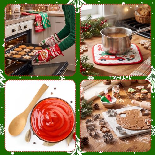 Qinyoung 48-Piece Christmas Oven Mitts & Pot Holders Set - Cartoon Christmas Theme